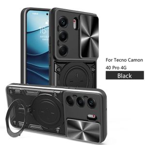 Camera protector slide to open case with 360° rotating magnetic ring stand for Camon 40 pro