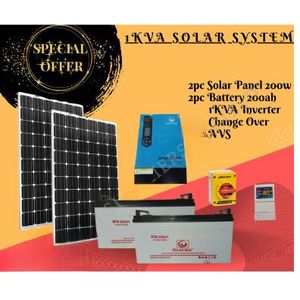 Solarmax 2 Pc 200W Solar Panel  + 2 Pc Solar Battery + 1Kva Hybrid Solar Power Inverter + Avs + Change Over