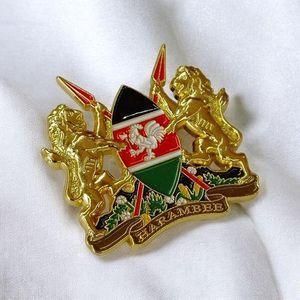 Gk Large 3D Kenya Coat of Arms Lapel Pin