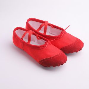 Red canvas ballet shoes