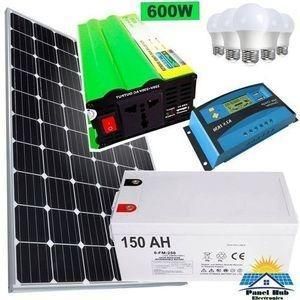 Sunnypex 200 Watts Solar Panel Special All Weather Fullkit + 150AH Battery + 600Watts Solar Inverter + 20 Ah Charge Controller+5 bulbs + dropping cable