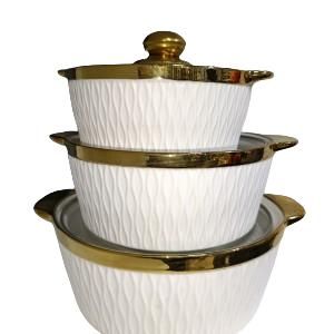 Ceramic 3pcs Soup Pot Gold