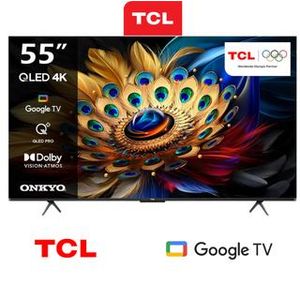 TCL 55C655 55"INCH QLED 4K PRO UHD With AiPQ PRO Processor Smart Google TV,HDR10+, Dolby Vision, Atmos, 144Hz VRR, Onkyo Sound Gaming TV.Modal 2024.