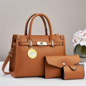 Ladies Quality Leather 3 in 1 Women Official Handbags & Purse Set bags 