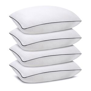Standard Size Bed Pillows for Sleeping 4 Pack,Luxury Hotel Pillows,Comfortable and Supportive,Machine Washable,Suitable for Stomach,Back and Side Sleepers.
