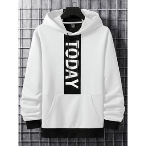 Bold Contrast Street Hoodie with Vertical Statement Print