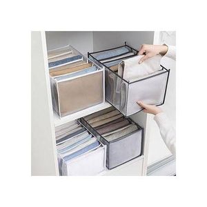 Washable Wardrobe Clothes Organizer, Jeans Compartment Storage Box Foldable Closet Drawer Organizer