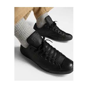 Converse Black Leather Rubber Shoes