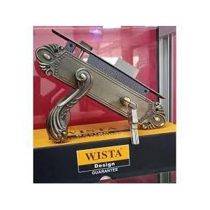 Wista Steel/Metal/mahogany main Door Lock set.Heavy-Duty,Rust-Free Cylinder Lock with multiple Keys-Antique
