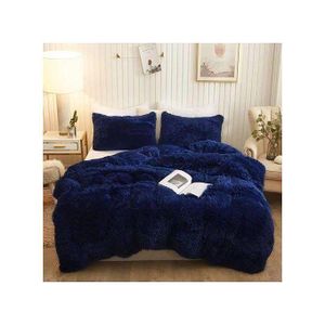 Navy Blue 6x7 Fluffy Duvet Set with Bedsheet, 2 Pillow cases & 2 Throw Pillow Covers – Ultra Soft & Warm