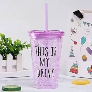 Double-Wall Insulated Ice-Effect Tumbler with Straw – Leak-Resistant Travel Cup