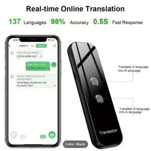1pc Intelligent Language Translator, Portable BT Translator for Travelling Learning Shopping Business