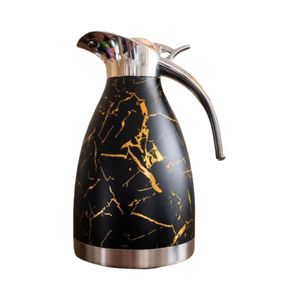 2L Stainless Steel Marble Vacuum Flask – Black & Gold Insulated Thermal Jug.