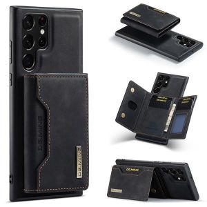 Samsung S23 Ultra Black DG.MING Leather 3-Fold Wallet with Magnetic Detachable Cover – Stylish Everyday Use
