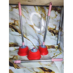 Silicone base with steel handle toilet plunger/ clog remover