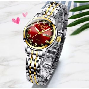 ORUSS Stylish Stainless Steel Timepiece for Women with Dual Calendar Function