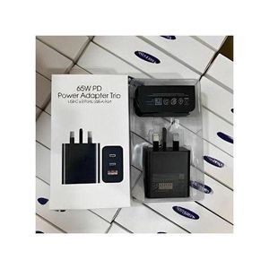 Samsung 65W Power Adapter Trio Super Fast Charger – 65W/25W/15W Multi-Port Fast Charging Brick with Type-C to Type-C Cable