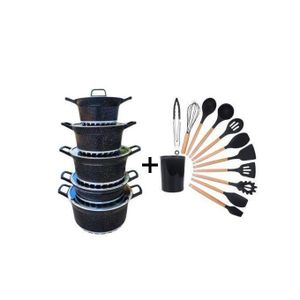 Bosch 11 PCS Granite Cookware Set With Silicone Lid Non Stick Cooking Pots Set Can Be Used As Serveware Set (Serving Dish) 