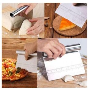 25cm Multipurpose  Mini Stainless Steel Dough Cutter with Measurement Marks Dough Pastry Scraper for Butter, Cake, Onion, Vegetable, Pizza Cutter ,Pastry Bread Separator