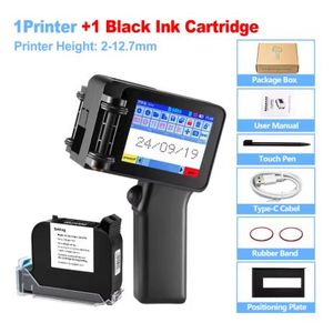 Printer Handheld Inkjet Portable Printe-r With USB Flash Disk, 42ml Fast-Dry Ink, Positioning Plate & Touch Pen for Expiry/Manufaturing Date, Batch Number, Barcode & Logo on Plastic, Wood, Metal, Stone, Glass, Cloth and Carton