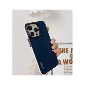 Apple iPhone 11 Pro Max Luxury Matte Leather Magnetic Aircase – MagSafe Wireless Charging Compatible Shockproof Bumper Cover, Soft Leather Anti-Scratch Protective Phone Case (Blueish)