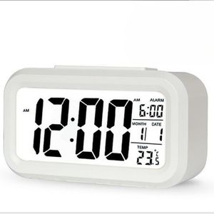 Digital Alarm Clock Smart Thermometer Calendar Table Time-White