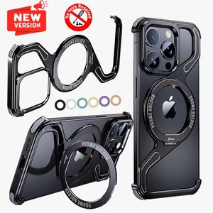 iPhone 16 Pro Max Phone Case, Minimalist Metal Case with Kickstand Ready Magnetic Frame and Sleek Edge-to-Edge Protection