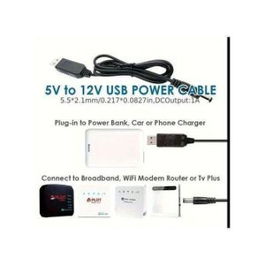 Versatile USB Power Cable - Power Bank To Broadband, WiFi Modem Router, Cable Connector 5V to 12V Boost Adapter, Plug-in to Power Bank, Car or Phone Charger, Compatible with Broadband, WiFi Modem Router, Interphone, Switch, No Battery Required ( SM )