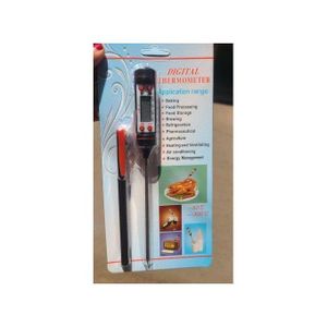 Digital food thermometer battery operated with led display.