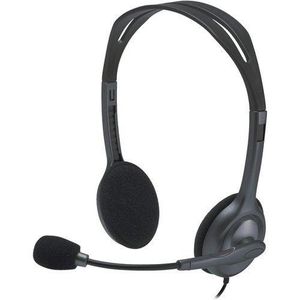 Logitech H111 Stereo Headset Black 3.5mm Jack Noise Reducing Microphone Wired Headphones For PC, Laptop, Mac, Smartphones, Tablets & Online Calls