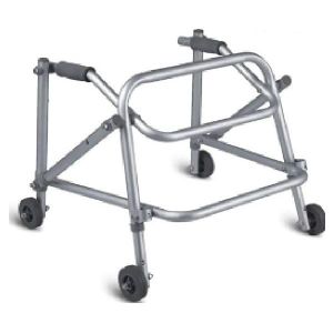 Aluminium Folding Walker, Reciprocable, Chrome Color, With 5inch Castors, For Children