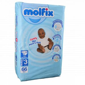 Molfix Day & Night Tape Diapers – Size 3 (Midi) – 6-9 kg – 66 Count 