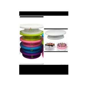 Cake Turntable Rotating Cake Stand Baking Supplies for Weeding Spinning  Swivel Round Cake Plates Non-Slip Rubber DIY Decorating Tool - White 