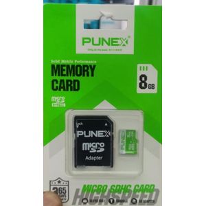 Punex 8GB Micro SDHC Memory Card with Adapter – Class 10 High Speed, Reliable Storage for Smartphones, Cameras, Tablets & Dashcams