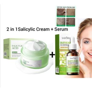 SADOER Nourishing  Salicylic Acid Serum + Cream for Face Shrink Pores, Gentle Exfoliating, Salicylic Acid for Anti Acne, Pimple, Spot, Blackhead Salicylic Acid Acne Treatment Essence