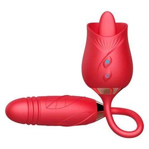 Double Head Rose Vibrator Vagina Nipple Sucking Vibrator Thrusting Clitoris Stimulator Sucker Sex Toys for Adults 