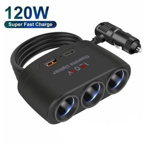 12V Car Power Socket 3-in-1 Charger Splitter Outlet Power Adapter