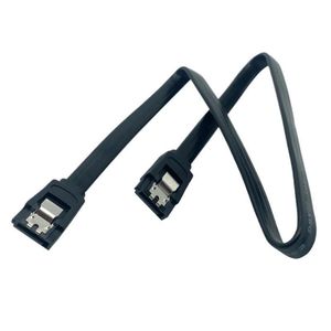 Flat SATA 3.0 7Pin Data Cable, Dual Straight Connector Black Storage Wire, Flexible Cord For Desktop SSD, HDD, DIY PC Assembly & Computer Repair