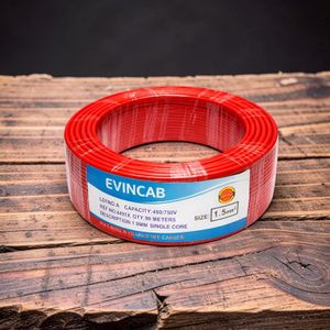Evin 1.5mm Red Single Core Solid Corrosion Resistant Flexible PVC Indoor Electrical Wiring Cable 
