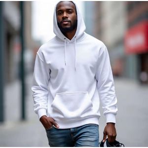 White plain cotton hoodie