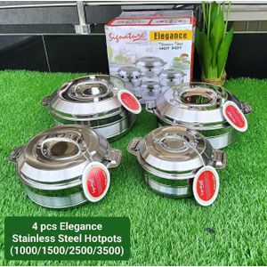 Signature Modern Elegance 4-Piece Stainless Steel Hotpot Set  1000ml to 3500ml