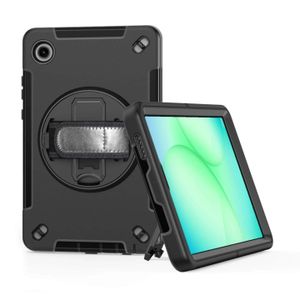 Back case cover with hand strap rotating stand and front screen protector for samsung tab A11 8.9 inch