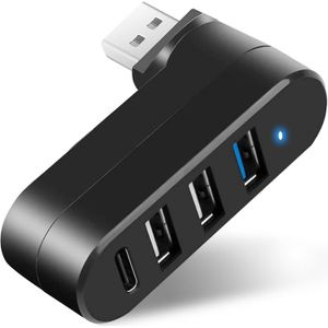 4-Port USB 3.0 Hub USB Splitter with 3 USB Ports & 1 USB C Power/Data Port for Laptops, Cars