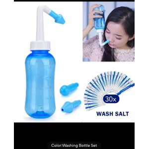 Sinus Rinse Bottle 500ml Nasal Rinse Kit Nose Wash Cleaner Nasal Irrigation for Adult & Kid (with 2 Nozzles &30 Nasal Since Salt Packets)