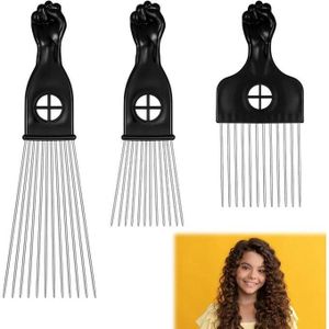 3PCS Afro Hair Pick-afro Pick Comb-black Metal