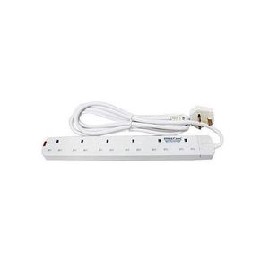 Power King 6 Way Electronics Power Extension Cable - White