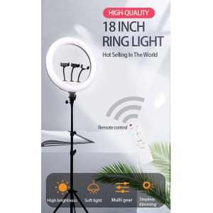LJJ-45 Professional 18-Inch Dimmable LED Ring Light with 3 Color Modes & Remote – Perfect for TikTok, YouTube & Studio Videos