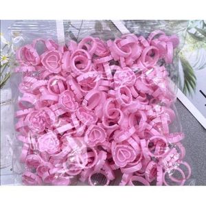 100PCS Glue Rings for Eyelash Extensions Lash Glue Rings Lovely Heart Glue Rings Eyelash Glue Holder Volume Fanning Cup for Lash Extension Supplies Available in pink,blue,gold,white