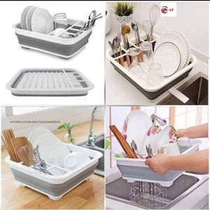 Dish Drainer Collapsible Dish Rack Drain Tray Colander
