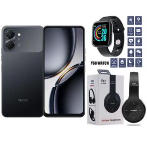 Tecno POP 20, 6.75", 4GB RAM + 64GB ROM STORAGE, DUAL SIM, 5000MAH, 13MP, 120HZ - BLACK + FREE GIFTS